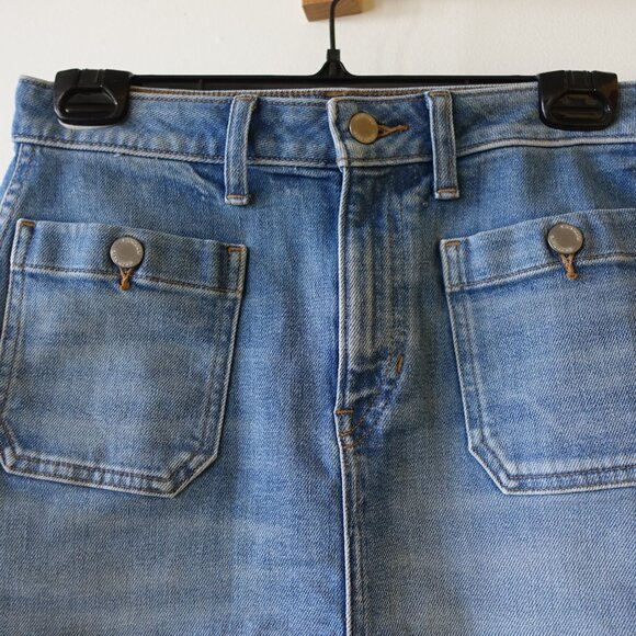 Banana Republic BR denim pencil a-line jean skirt petite 4 4P P4 - Picture 7 of 13